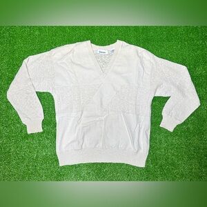 Vintage Damon Knitted Body V-Neck Sweater Beige Size M - Hong Kong